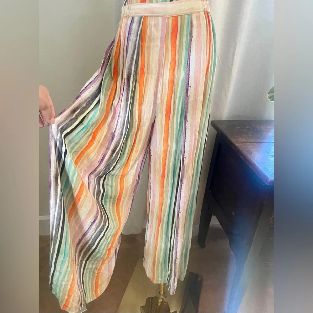 Anthropologie BL^NK London Gallery Row Rainbow Striped Halter Jumpsuit - Picture 8 of 14